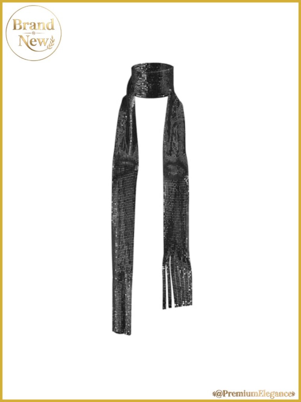 Glitter Sequin Neck Tie Scarf Sparkle Metal Long Skinny Shawl Neckerchief